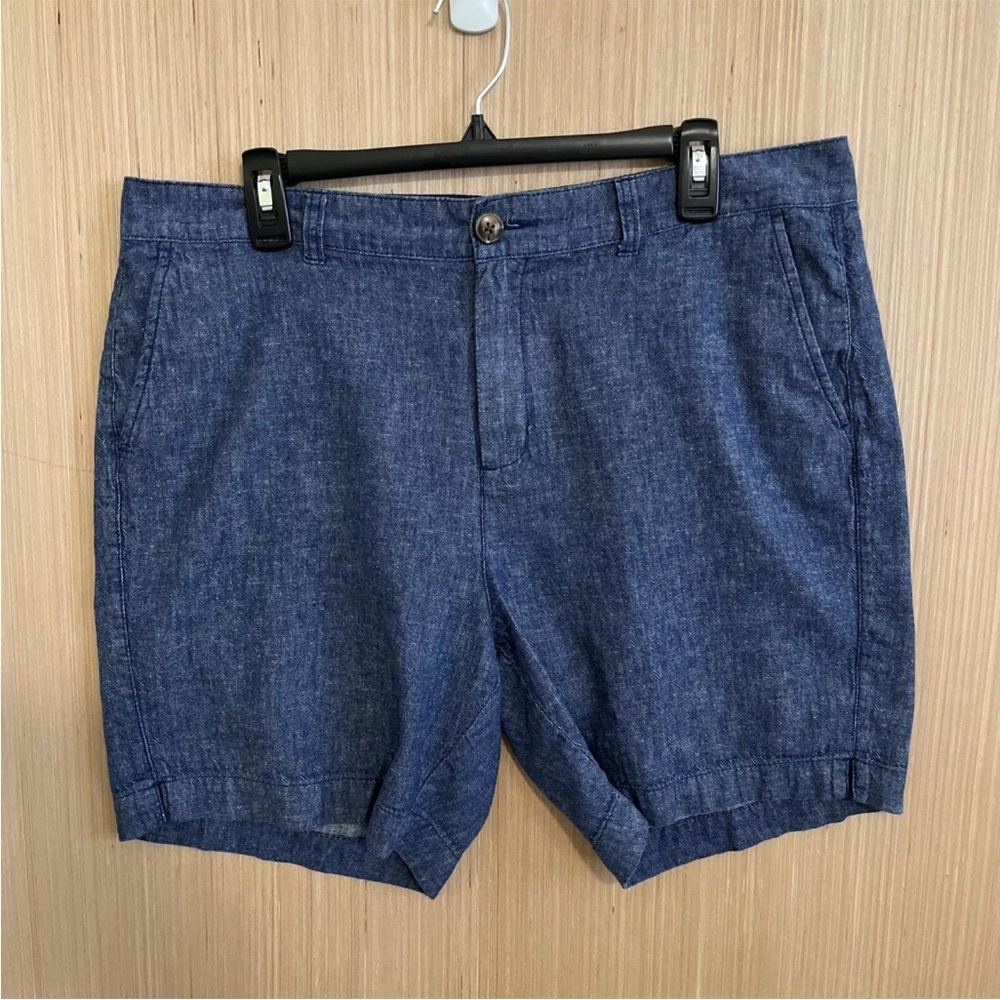 Old Navy Womens Everyday Shorts Sz 14 High Rise Chino Chambray Linen 6.5” Inseam